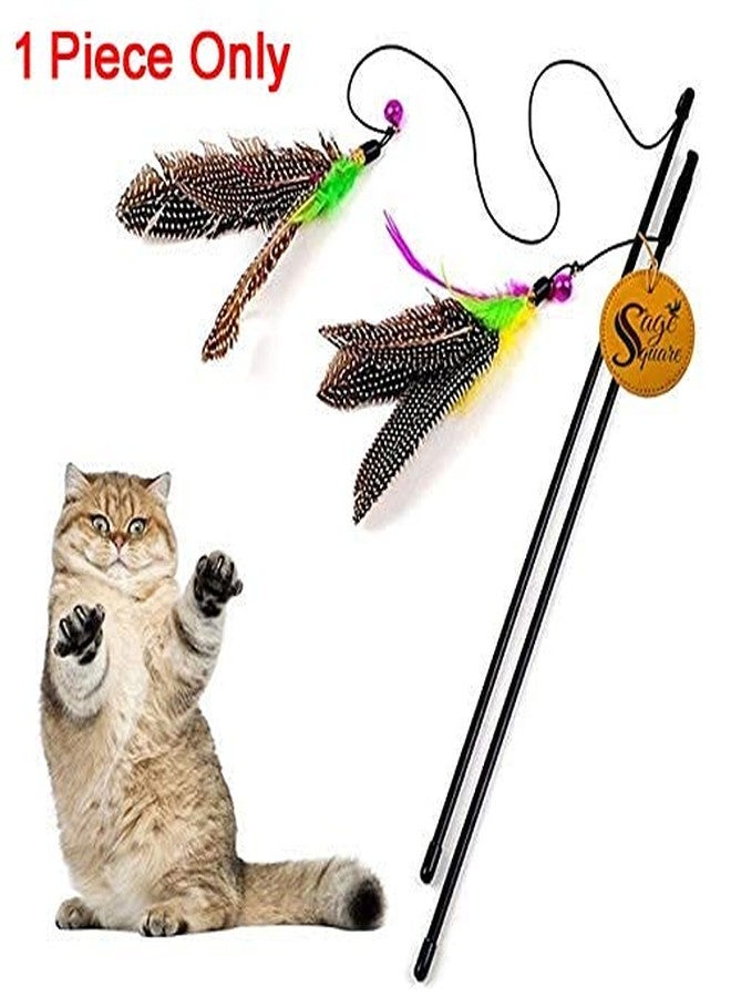 Sage Square Giant 47 cm Jumbo Size Playful Pet Friendly Feather Teaser Stick Toy for Cat/Kitten/Puppy (Random Colour) - Image 2